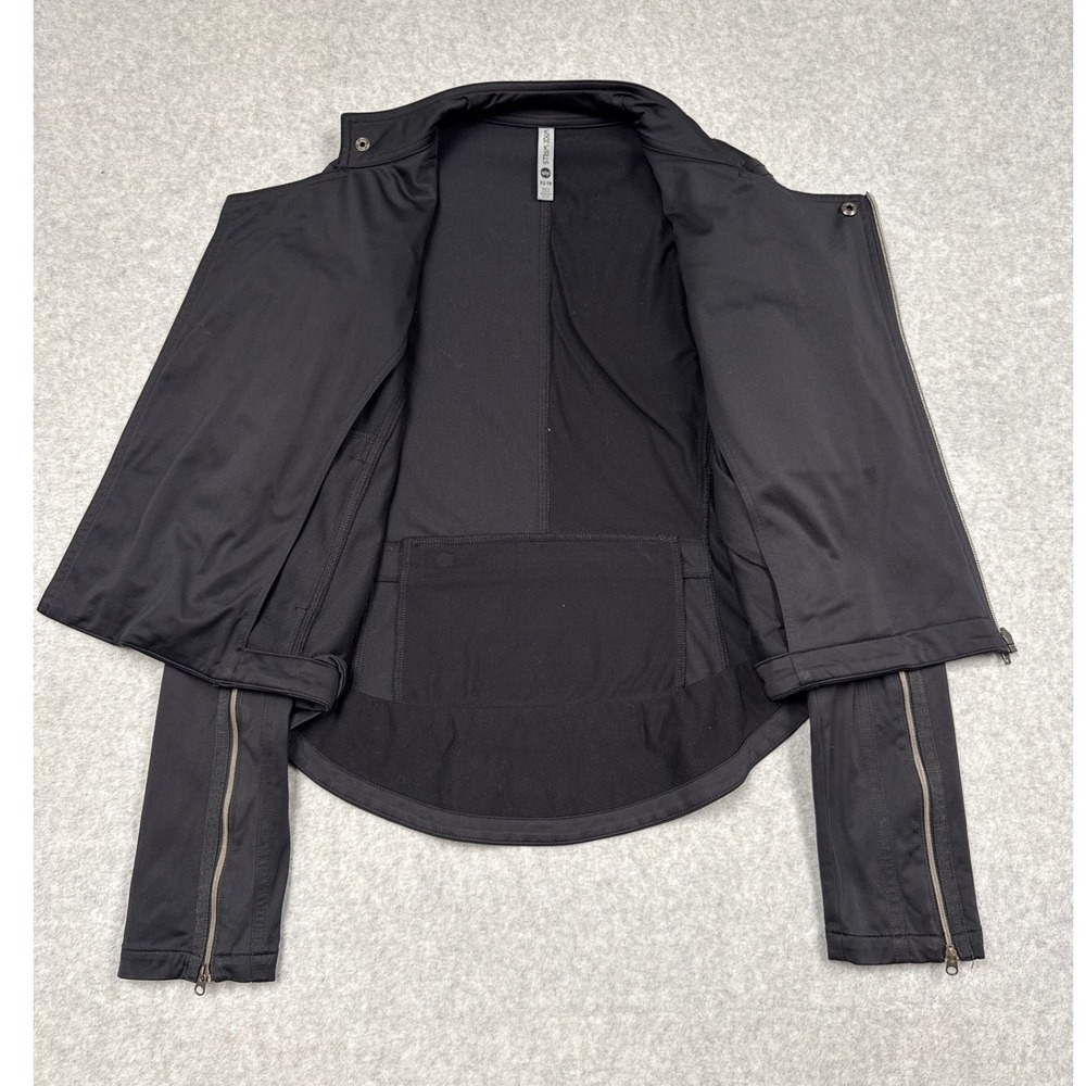 Without Walls Moto Jacket Women XS Black Ribbed Sleeve Asymmetrical Zip Cycling - Picture 4 of 7